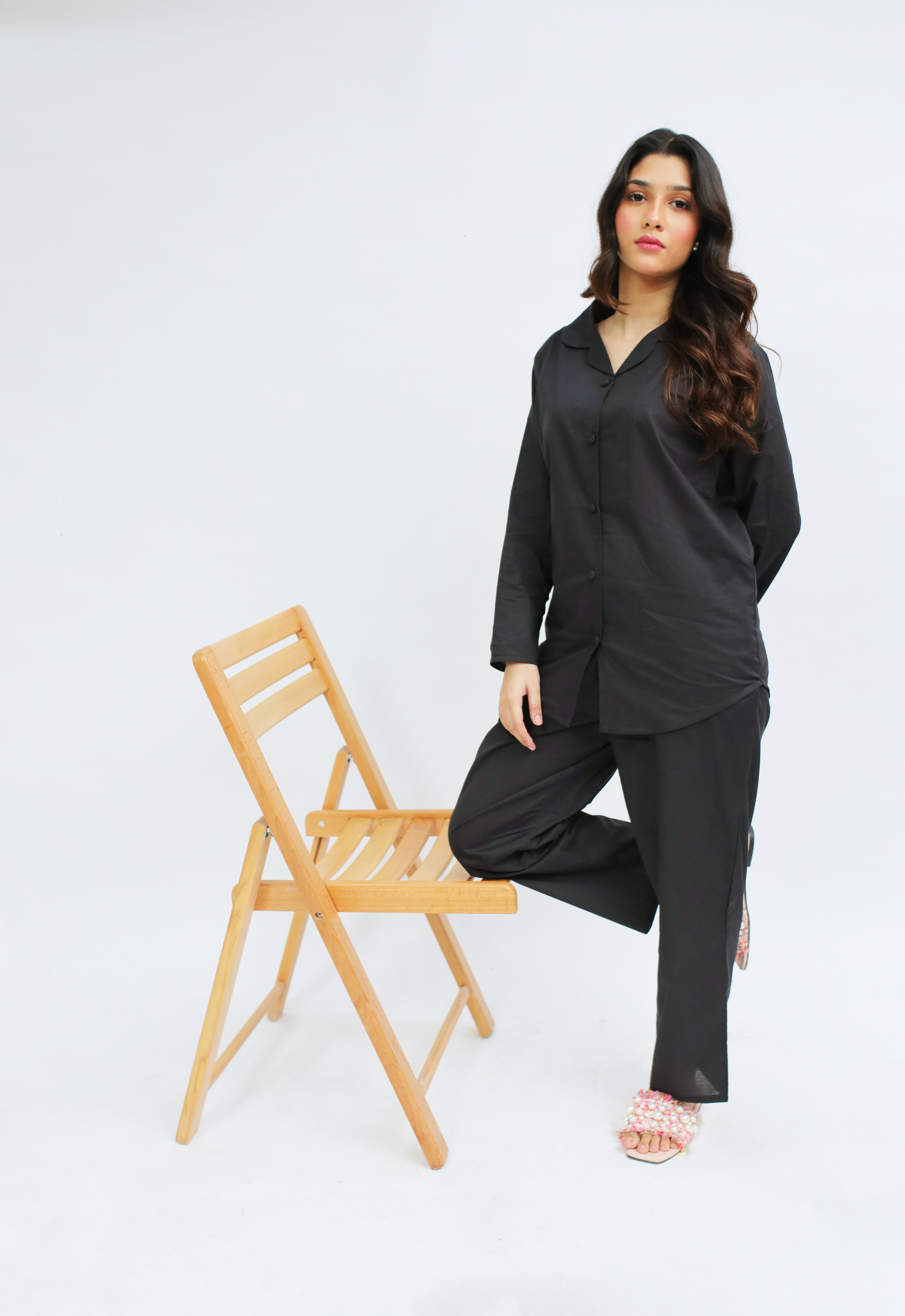 Solid Lawn PJ Set – Black